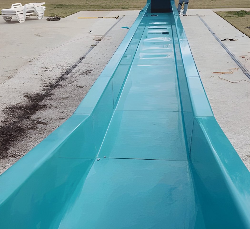 Restored waterslide channel with like-new finish